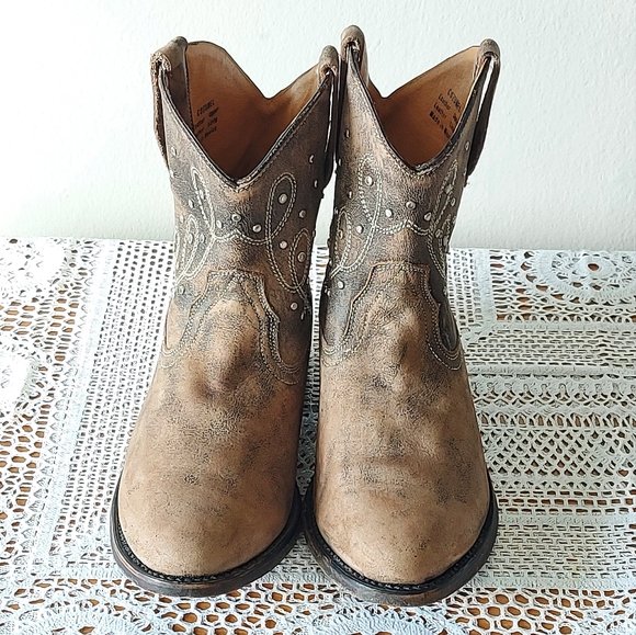 ISO MIZ MOOZ Women's Distressed Leather Studded Cowgirl Cozumel Western Boots - Picture 2 of 12